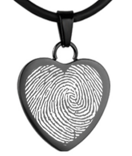 Black Infinity Heart Fingerprint Pendant - IUINFP200