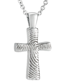 Silver Infinity Cross Fingerprint Pendant - IUINFP300