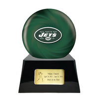 Football Trophy Urn Base with Optional New York Jets Team Sphere NFL