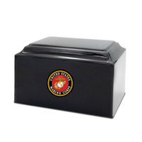 Military Series - United States Marines Cultured Marble Cremation Urn, Granite Black - IUMI145