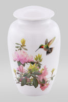 Hummingbird on White Theme Cremation Urn - IUTM144