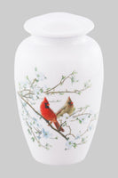 Cardinals on White Theme Cremation Urn - IUTM145