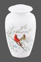 Cardinals on White Theme Cremation Urn - IUTM145