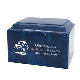 Prussian Blue Grace Cultured Marble Urn - IUCM806