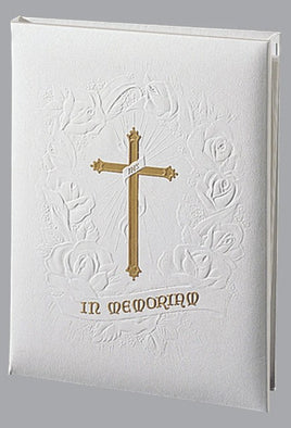 Gold Cross Funeral Guest Book - 6 Ring - ST483-BK