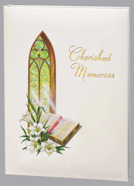 Church Window Funeral Guest Book - 6 Ring - ST502-BK