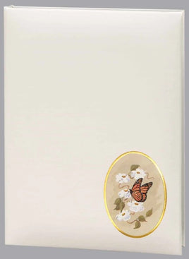 Butterfly Oval Funeral Guest Book - 6 Ring - ST7511-BK