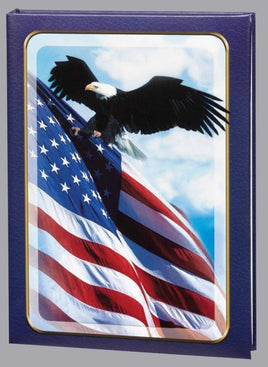 Patriotic Funeral Guest Book - Blue - 6 Ring - ST784BLU-BK