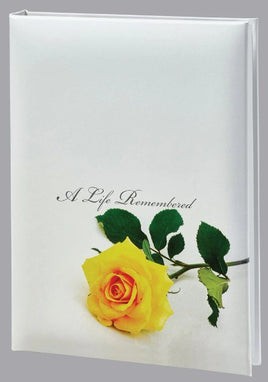 Yellow Rose Funeral Guest Book  - 6 Ring - ST8550-BK