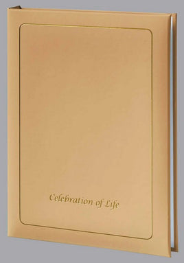 Celebration of Life Funeral Guest Book, Tan - 6 Ring - ST8554-BK