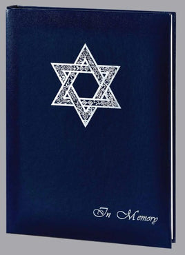 Star of David Funeral Guest Book - Blue - 6 Ring - ST880-BK