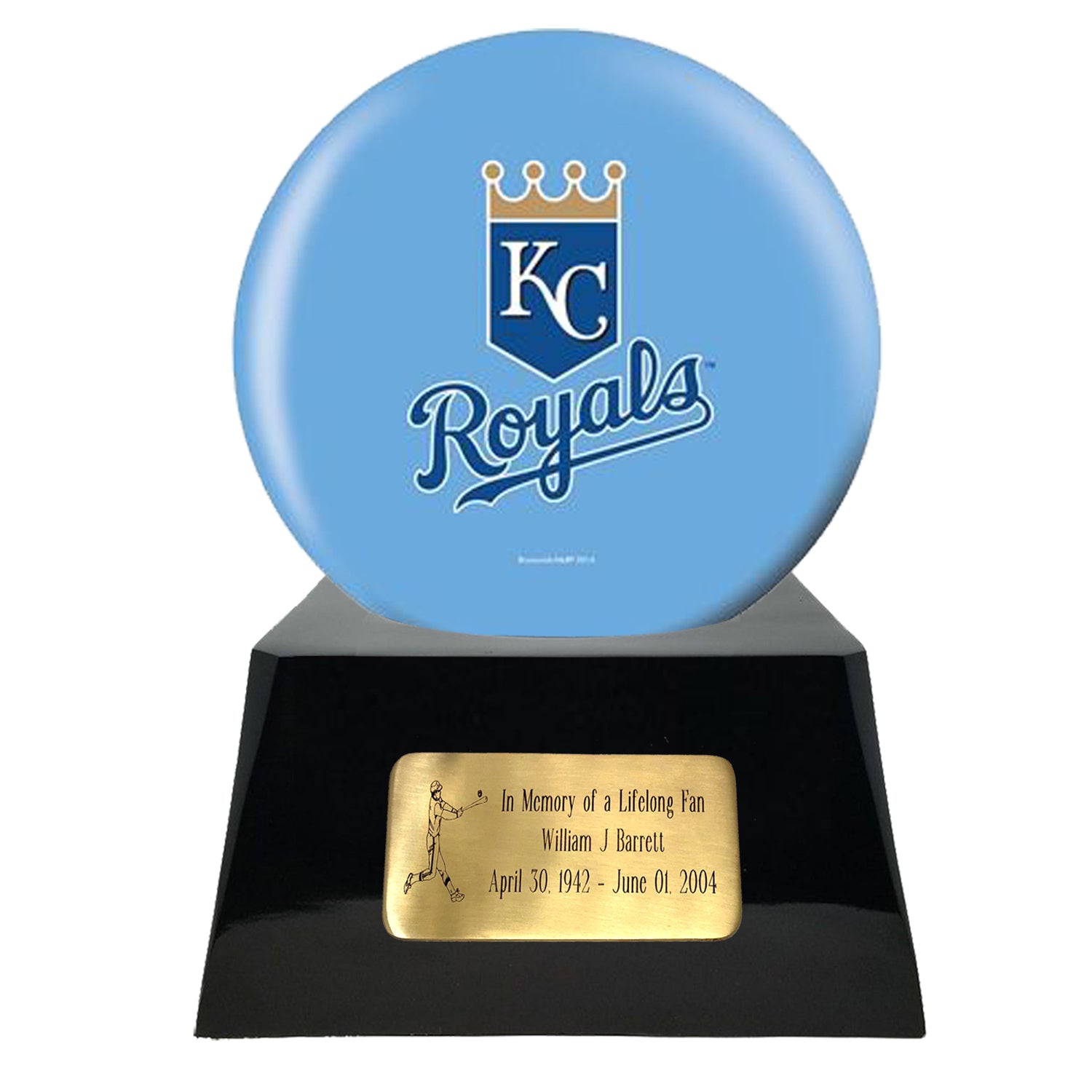 Ivory Baseball Trophy Urn Base with Optional Kansas City Royals Team S