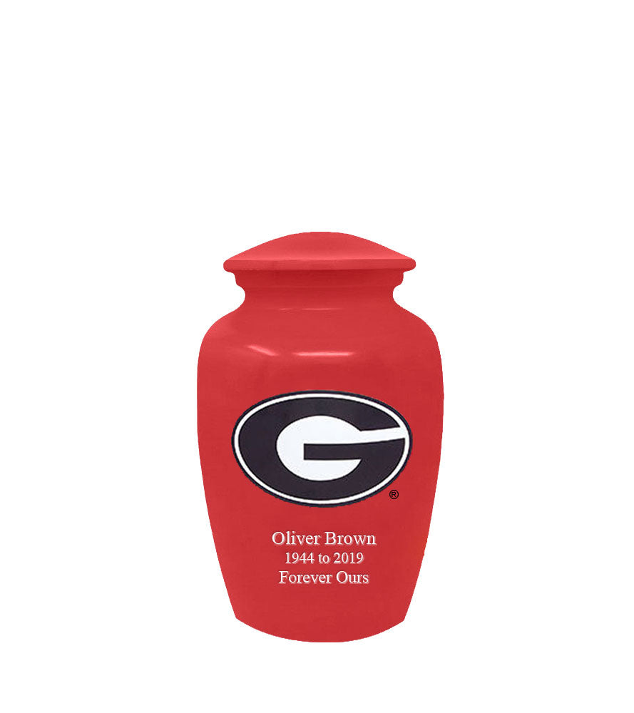 Football Cremation Urn & University of Georgia Hover Helmet Décor